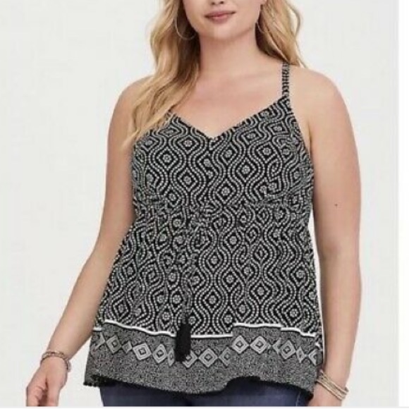Torrid Challis Border Print Babydoll Tank Top 4 4X - Picture 1 of 7